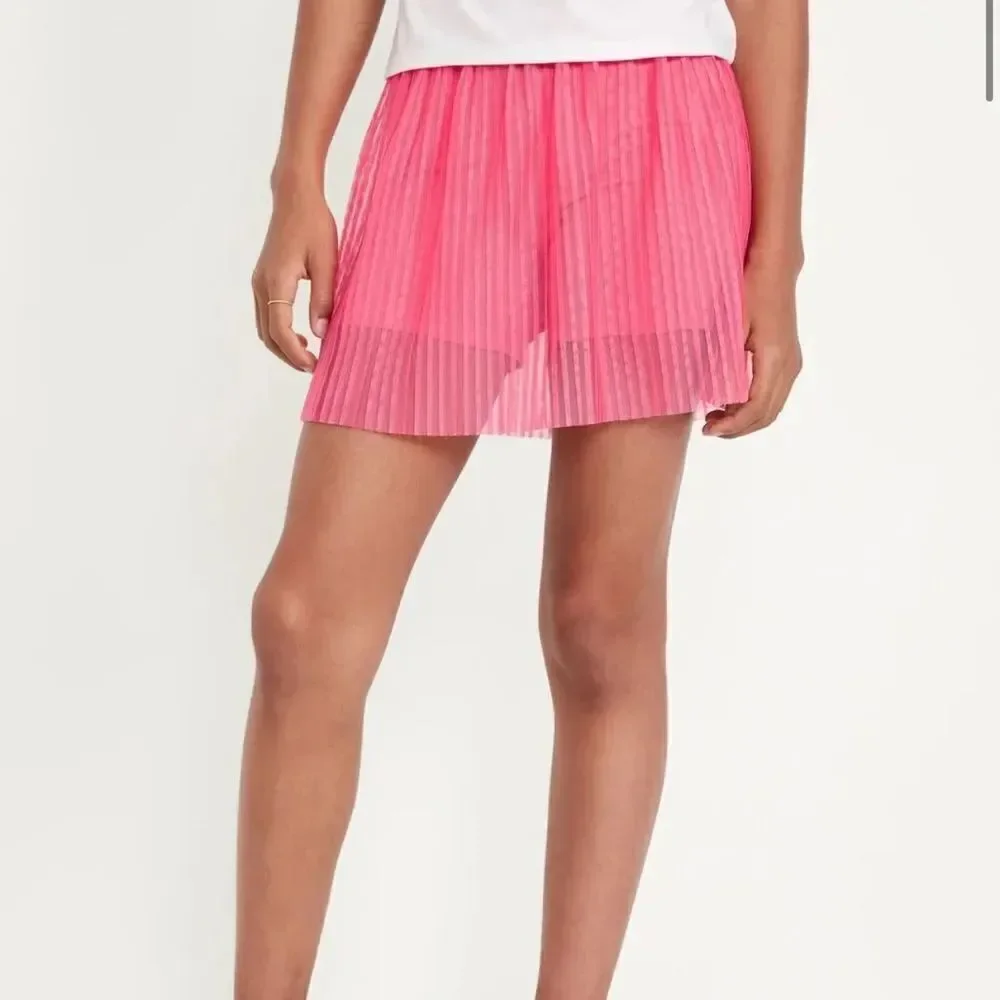 NWT New OLD NAVY Mesh Pleated Coral Hot Pink Athletic Skort Skirt XXL 18 Plus